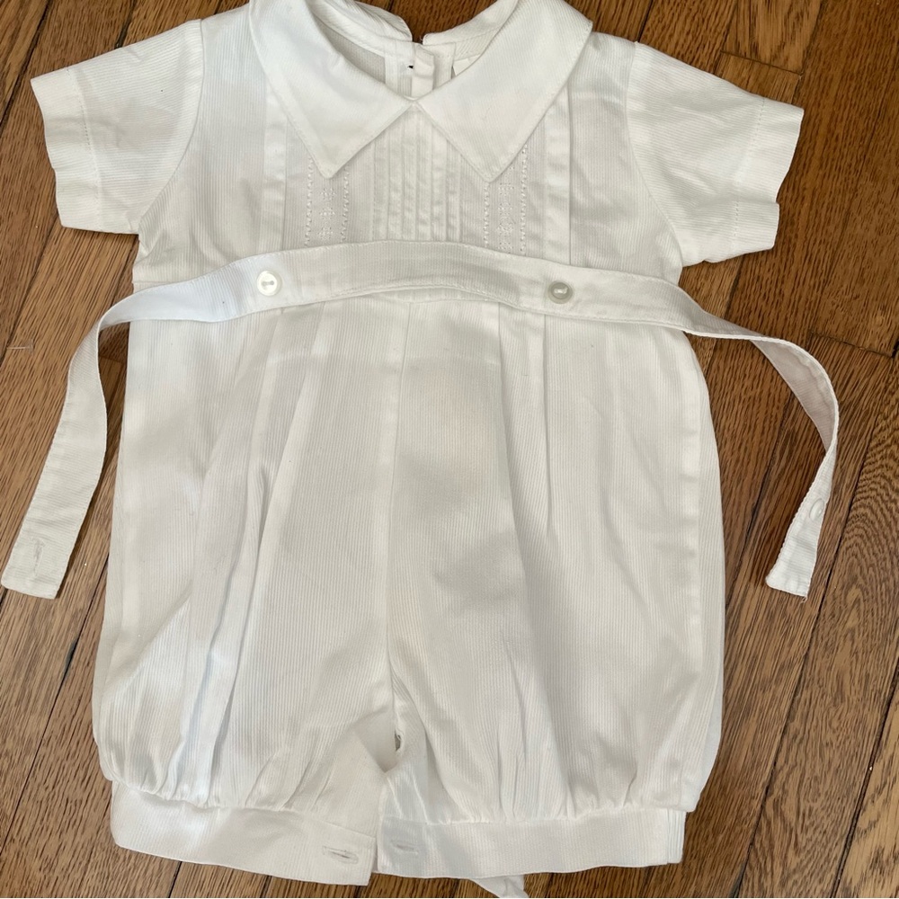 Karela Kids boys dressy solid white romper size 6 months Easter dedication